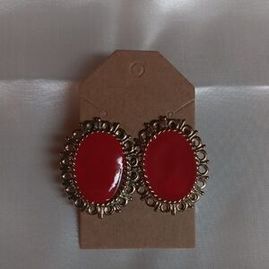 Elegant Red Oval Earrings Vintage